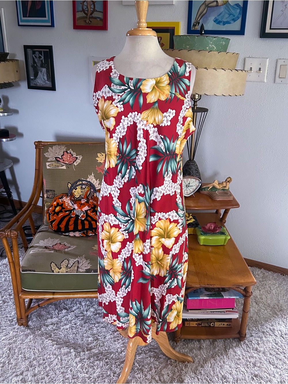 Retro Dress | Tropical Floral Print | Red Multi | L XL | Resort | Hilo Hattie